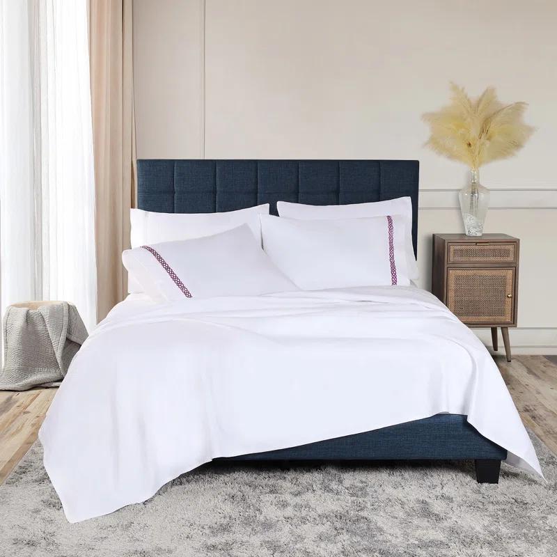 Superior Infinity Scroll Embroidered Certified Egyptian Cotton 1000 Thread Count Bed Sheet Set