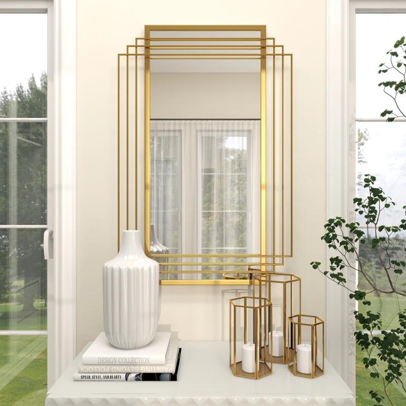 CosmoLiving by Cosmopolitan CosmoLiving by Cosmopolitan Gold Metal Geometric Wall Mirror