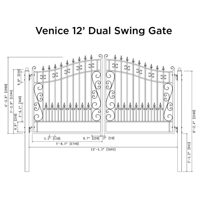 ALEKO Steel Dual Swing Driveway Gate - VENICE Style