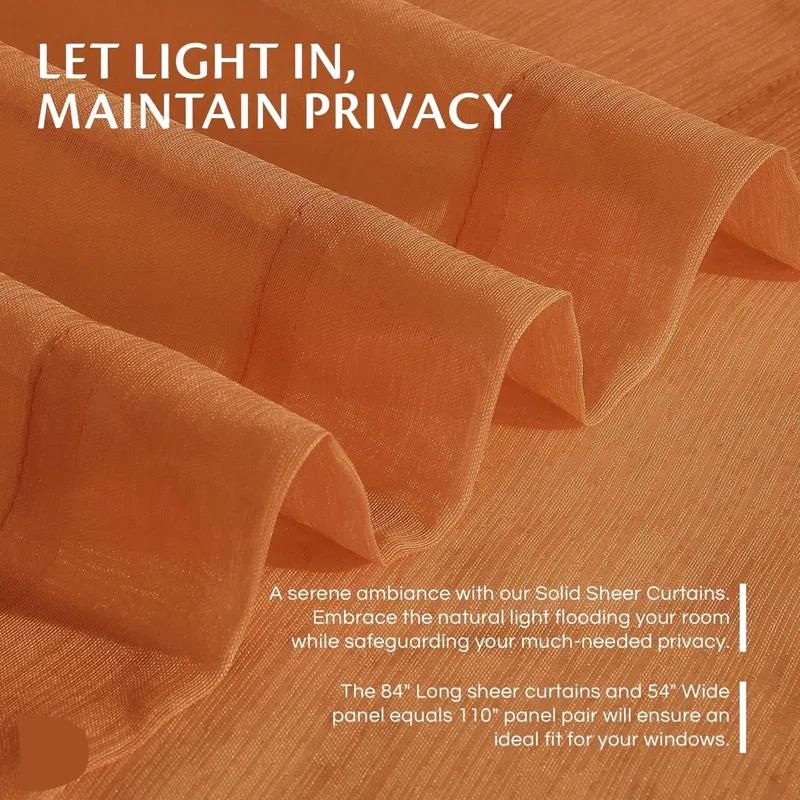 Dainty Home Solid Sheer Curtains for Living Room and Bedroom 110"W x 84"L Window Sheers Window Drapes (Set of 2)