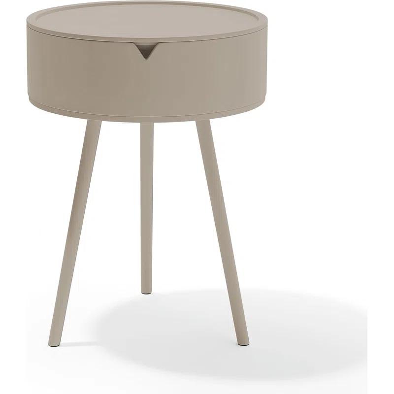 Round End Table With Storage For Living Room, Modern Small Side Table For Small Spaces,Nightstand Bedside Table For Bedroom Balcony