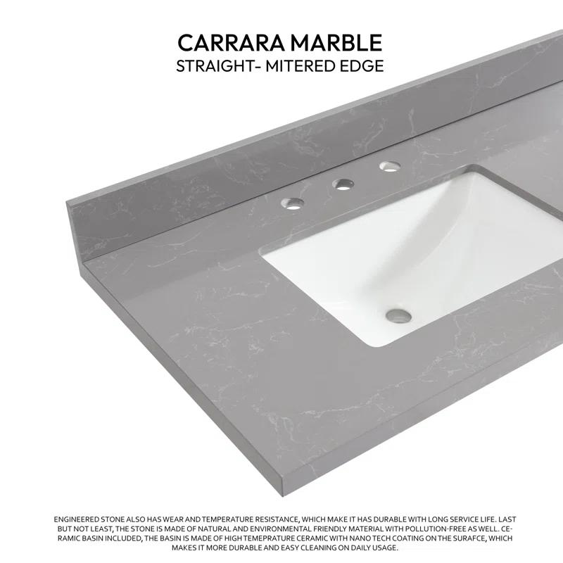 Vinnova Jaen 73'' Stone Double Bathroom Vanity Top with Sink