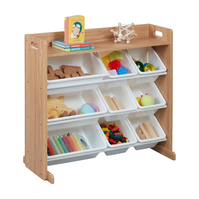 ECR4Kids ECR4Kids 3-Tier Organizer with Shelf and 9 Bins, Toy Storage