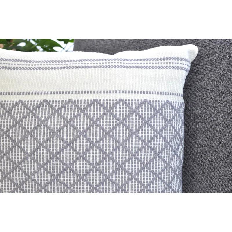 Dakota Fields Dorothene Outdoor Indoor  Pillow Covers Geometric Checkered Pattern, Plaid Woven Cushion Covers Pillow Cases (Set of 2)