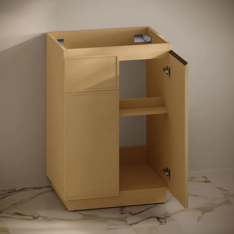 Swiss Madison St. Tropez 24" Freestanding Bathroom Vanity Cabinet Without Top In Natural Oak