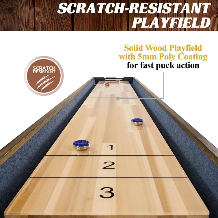 Barrington Billiards Company Barrington Billiards 12' Coventry Shuffleboard Table With Scratch-Resistant Playfield and 8 Puck Set