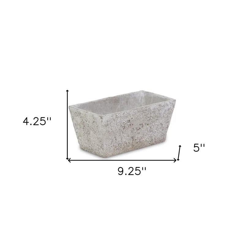 HomeRoots 9" Gray Speckle Glaze Cement Indoor Outdoor Rectangular Pot Planter