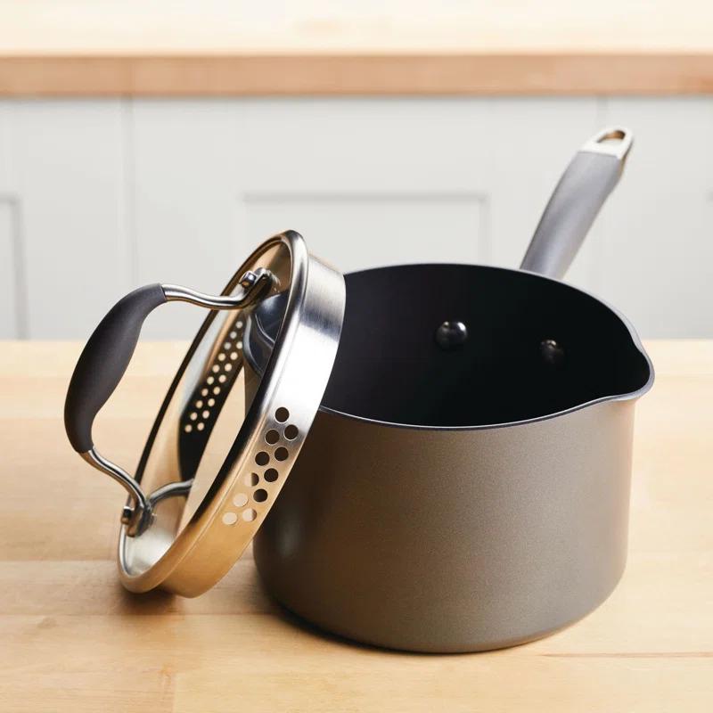 Anolon Anolon Advanced Home Hard Anodized Nonstick Saucepan With Straining Lid, 2 Quart