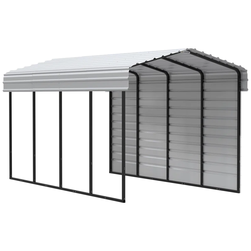 Arrow Arrow Steel Carport with 1 Side Wall Kit, 10x20x09