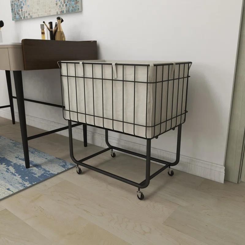 Joss & Main Metal Deep Set Wire Basket Storage Cart with Wheels and Fabric Lining & Reviews | Joss & Main