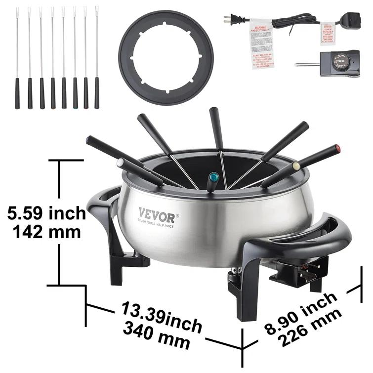 Vevor 3 qt. Stainless Steel Fondue Set & Reviews | Wayfair