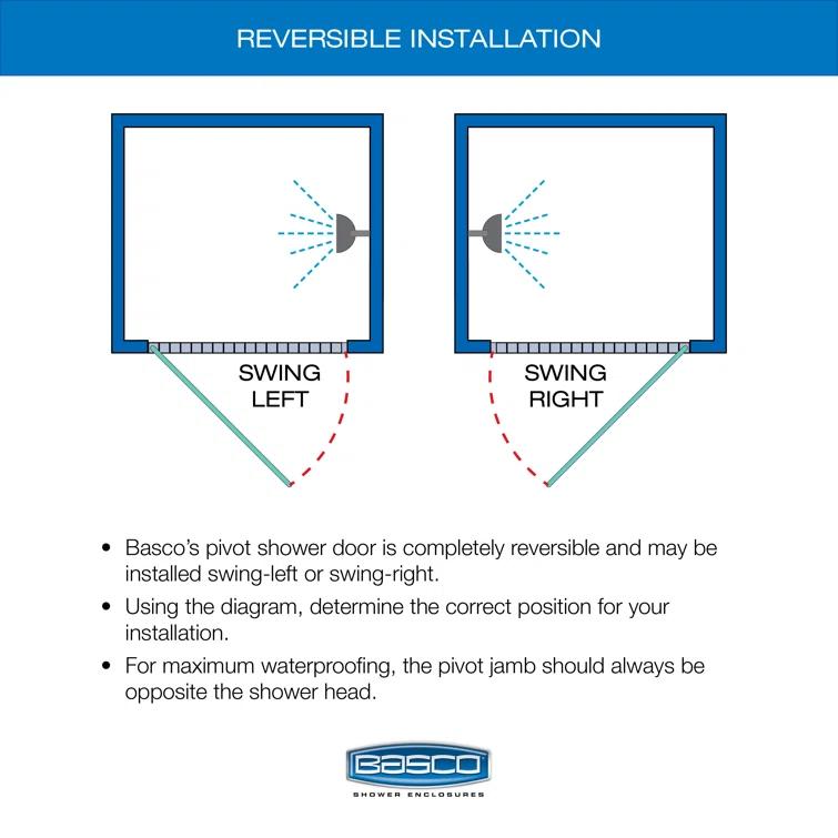 Basco Sopora 31.13" W x 67" H Pivot Framed Shower Door SOPN00A3267XPBN