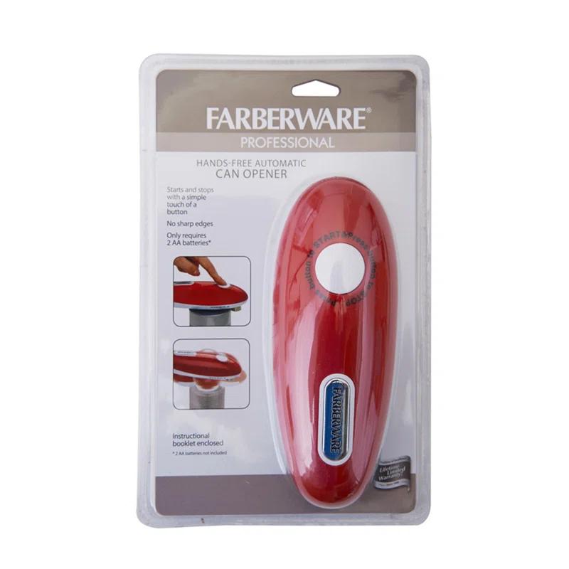 Red and White Hands-Free Automatic Can Opener