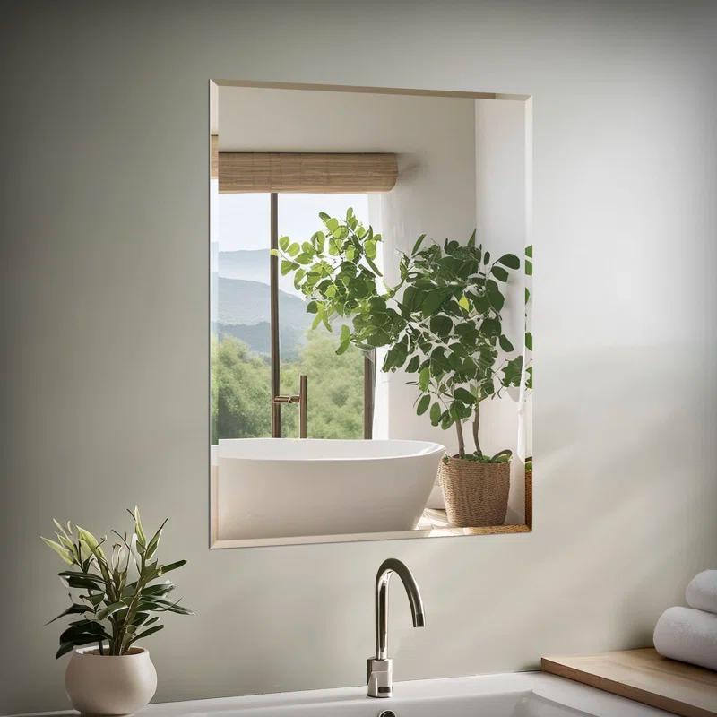 Gatco Flush Mount Frameless Beveled Wall Rectangle Mirror | Mount Landscape or Portrait
