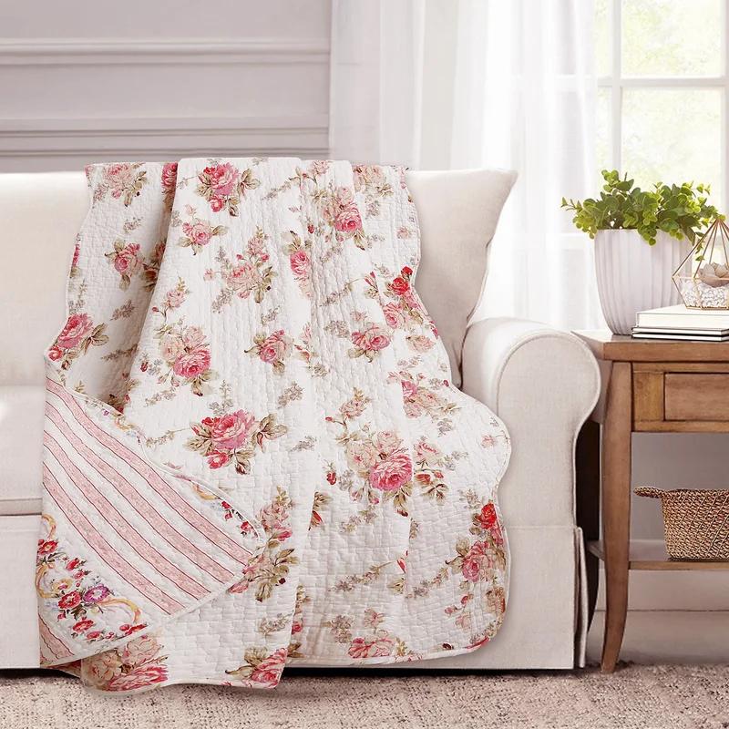 Stella Floral Reversible Cotton Throw Blanket 60" x 50"