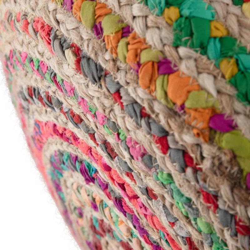 Simpli Home Margo 20"W Cotton and Jute Boho-style Pouf