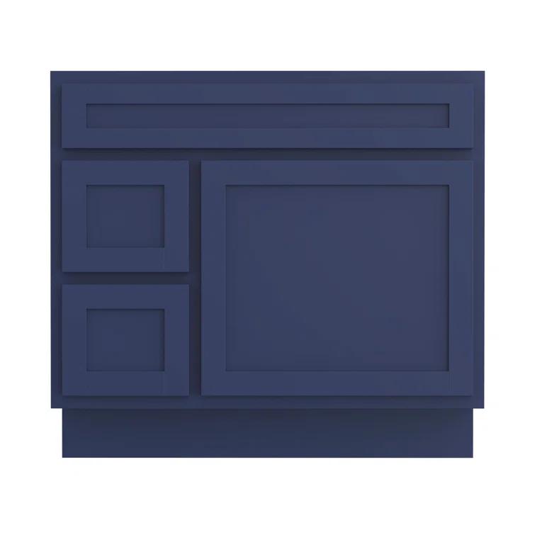 Vanity Art 36 Inch Single Shutter Door Bathroom Vanity Base Cabinet with 2 Functioning Shaker Drawers, Strudy Floor Mount Storage Cabinet Organizer for Bedroom, Living Room, Kitchen, VA4036-2LBLUE