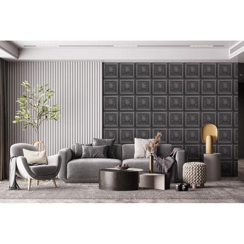 Marseille 24'' W Textured PVC Drop-In Ceiling Tile In Antique Gold