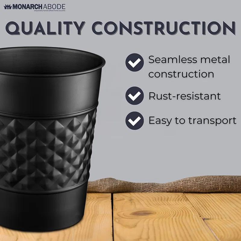 Monarch Abode Geometric Embossed Metal 1.7 Gallon Waste Basket