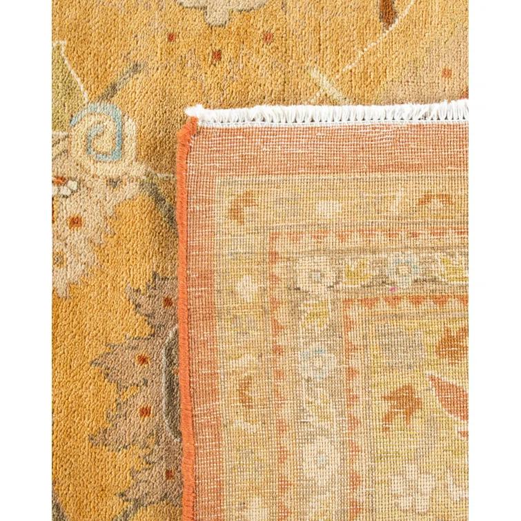Hand-Knotted Wool Floral Contemporary Orange Area Rug 10' 0" x 13' 9"