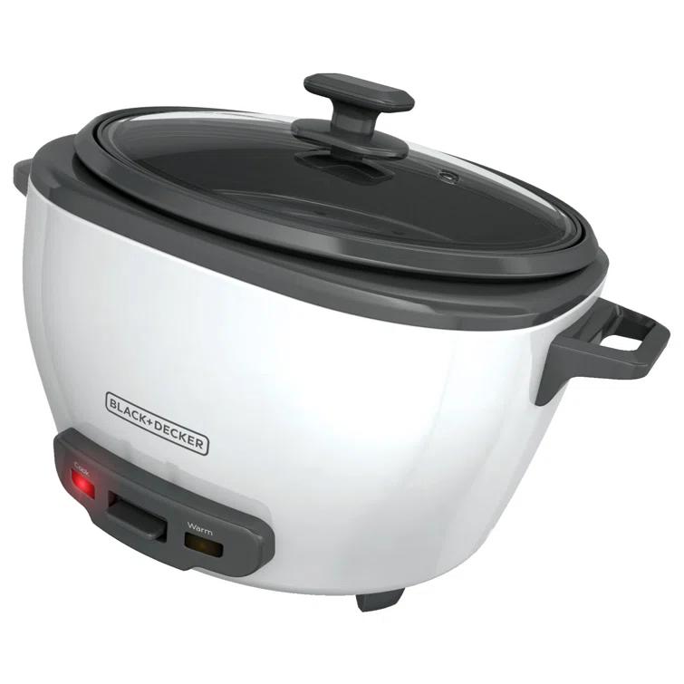 BLACK+DECKER BLACK+DECKER, Rice Cooker, Uncooked Rice, Steaming Basket, Removable Non-Stick Bowl, One Touch