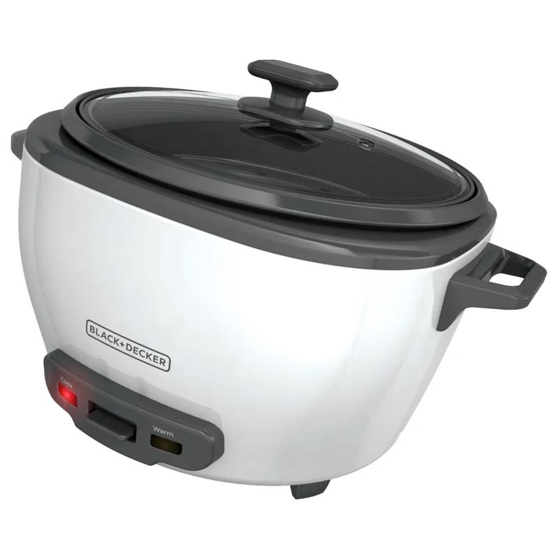 BLACK+DECKER BLACK+DECKER, Rice Cooker, Uncooked Rice, Steaming Basket, Removable Non-Stick Bowl, One Touch