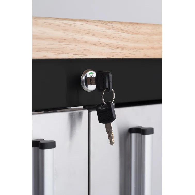 Trinity TRINITY 72 in. W 8-Drawer Black Rolling Mobile Workbench w/ Stainless Steel Face