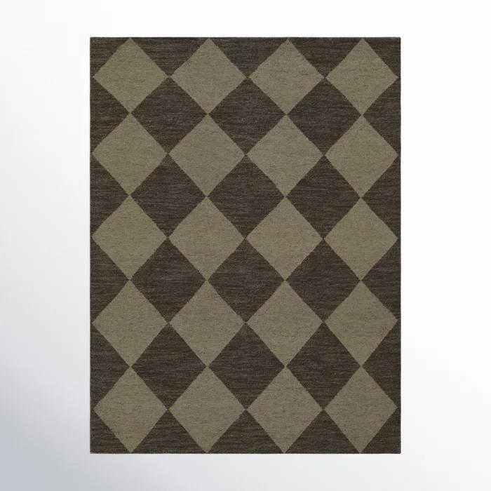 Winnie Geometric Hand-Knotted Wool Area Rug in Brown/Tan