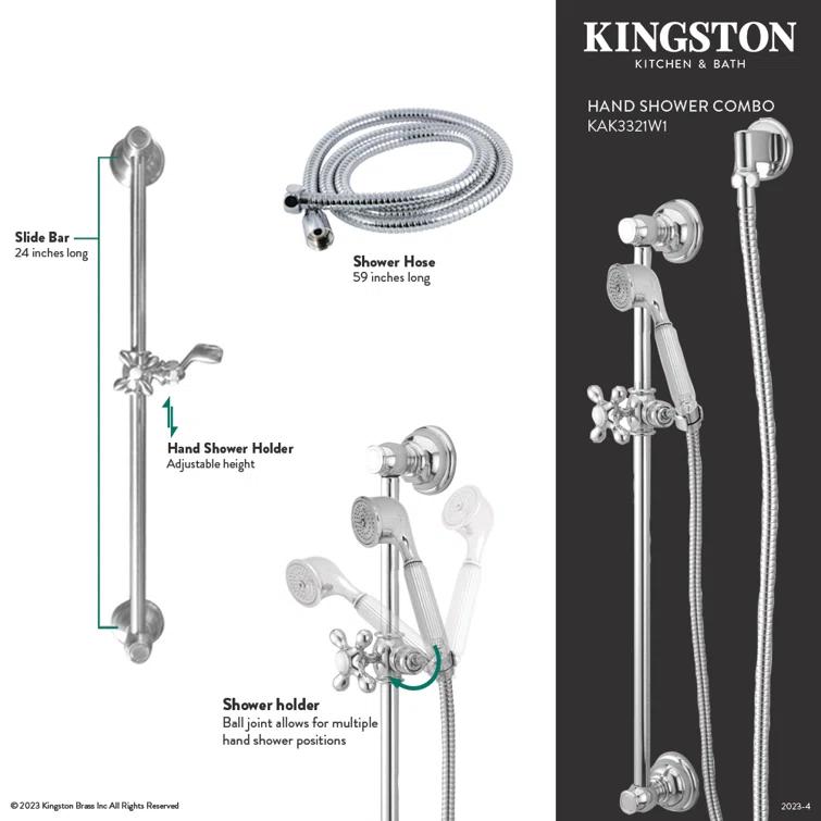 Kingston Brass Kingston Brass Made to Match Shower System with Slide/Grab Bar and Hand Shower KAK3328W8