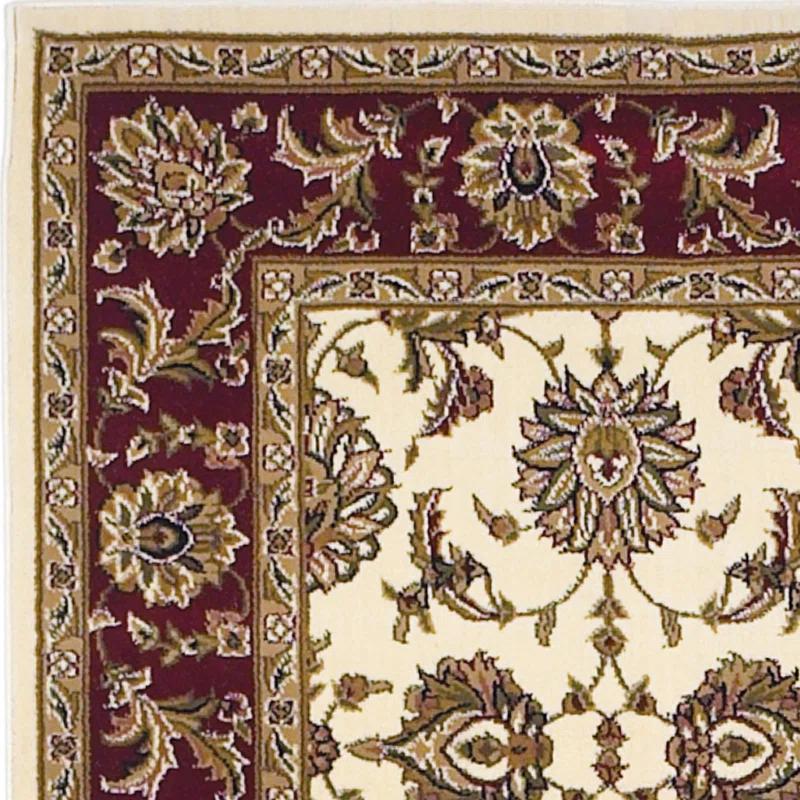 KAS Rugs Rectangle: 3'3" x 4'11" - Cambridge Ivory / Red Kashan Rug