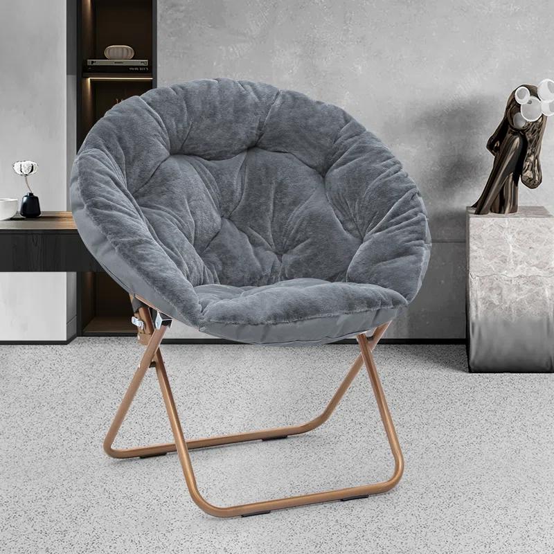 Mercer41 Amey Foldable Round Saucer Chair Portable Dorm Chair Lounge Chair Accent Chair for Bedroom Living Room