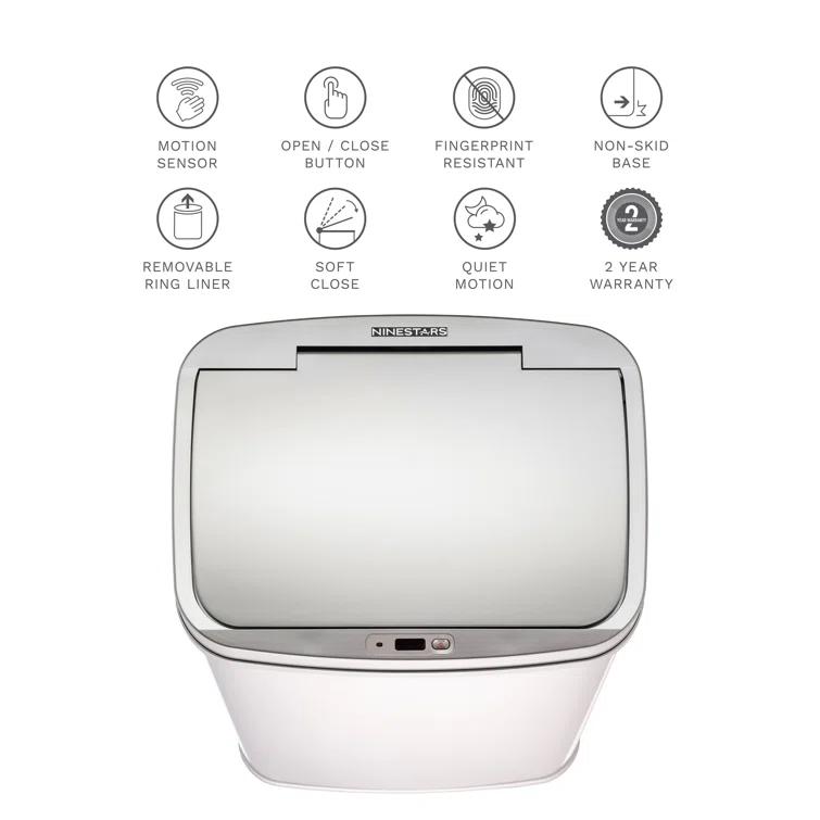 Nine Stars 13.2 Gallon Stainless Steel Motion Sensor Trash Can