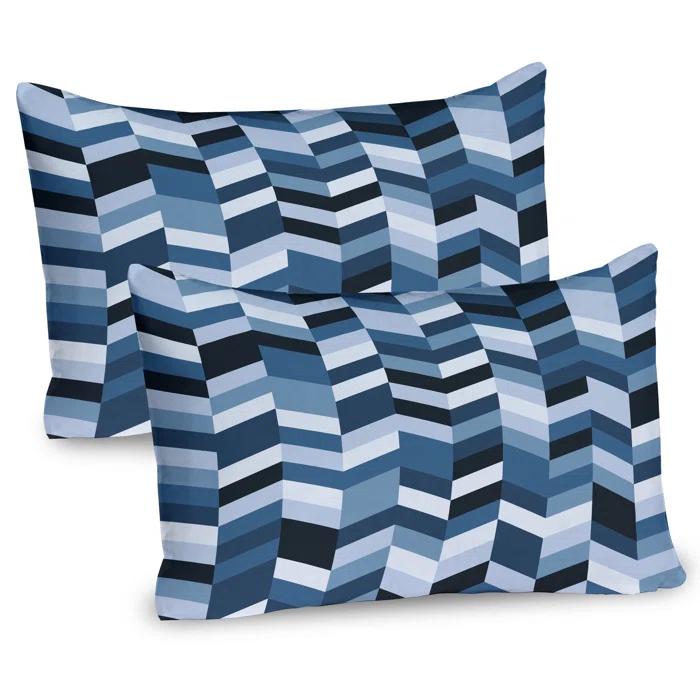 Ambesonne Ambesonne Slate Blue Pillow Sham 2 Pack Zigzag Twisty Lines Dark Slate Blue