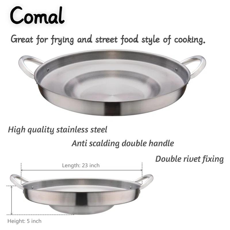 ARC 23" Stainless Steel Concave Comal Set, 30,000 BTU Propane Burner and Stand, Discada Disc Cooker.