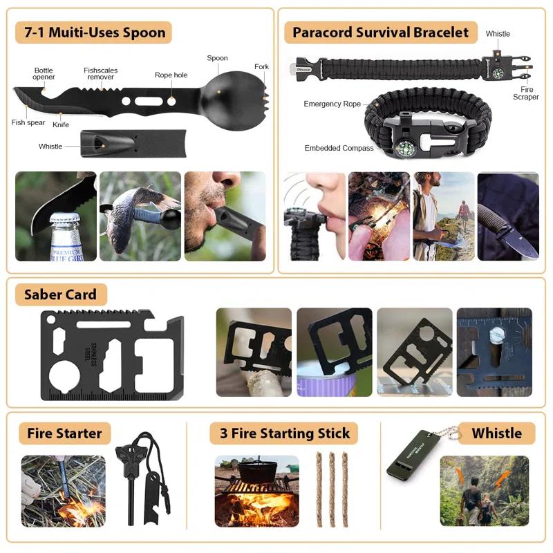 Arlmont & Co. Survival Kit, 250 Piece Survival Gear First Aid Kit With Molle System Compatible Bag And Emergency Tent, Earthquake Emergency Kit, Outdoor Adventure, Hiking, Hunting, Gift For Men And Women