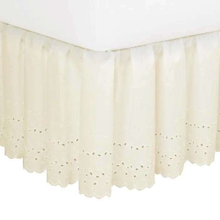 Fresh Ideas Fresh Ideas Ruffled Eyelet Bed Skirt, 14" Drop Length