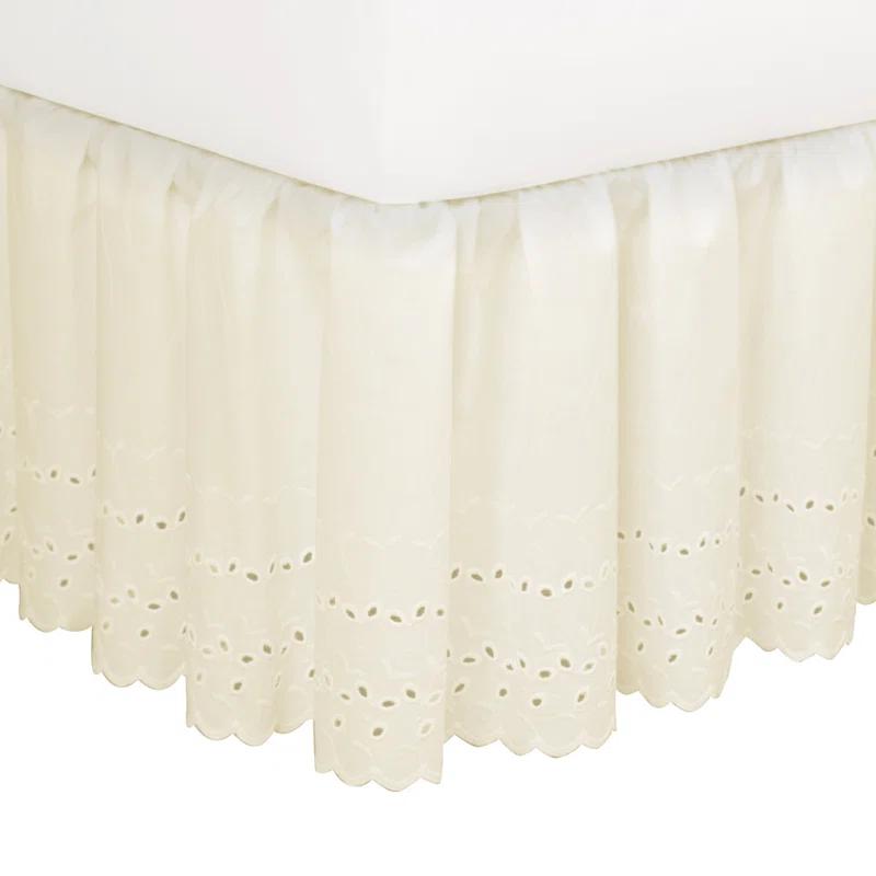 Fresh Ideas Fresh Ideas Ruffled Eyelet Bed Skirt, 14" Drop Length