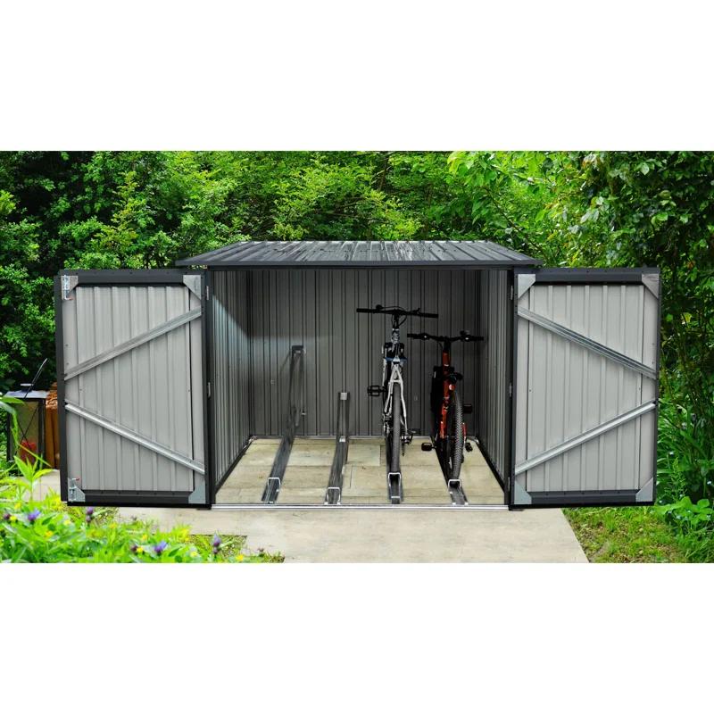 Hanover 6 ft. 9 in. W x 6 ft. 8 in. D Metal Horizontal Bike Shed