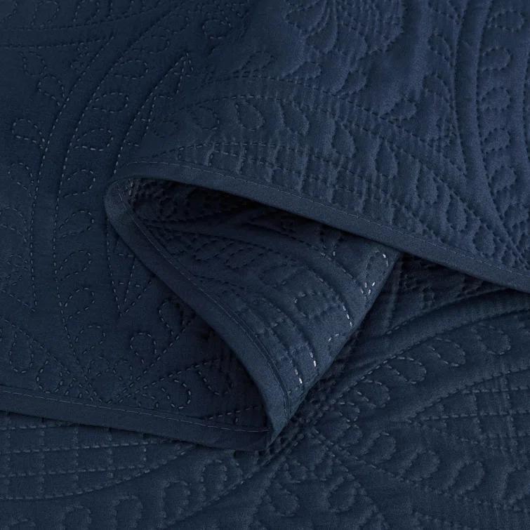 Chezmoi Collection Austin Microfiber Reversible 3-Piece Coverlet / Bedspread Set