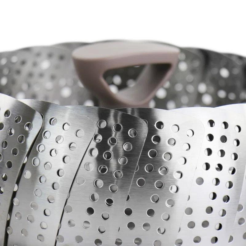 Martha Stewart Martha Stewart Stainless Steel Folding Steamer Insert With Handle In Taupe