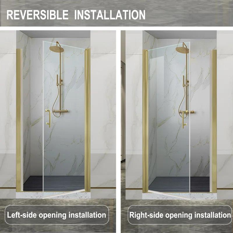 32-33.5 in. W x 72 in. H Pivot Swing Frameless Shower Door with Clear SGCC Tempered Glass