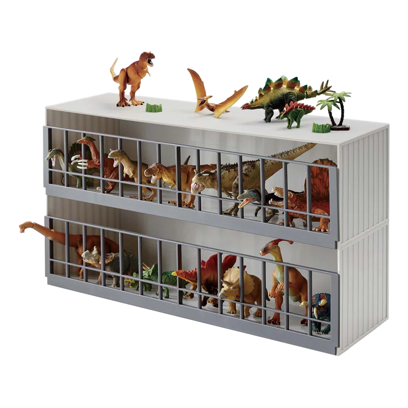 Yamazaki Home Yamazaki Home Two-Tier Toy Dinosaur and Animal Display Storage Rack, Children's Toy Bin Organizer