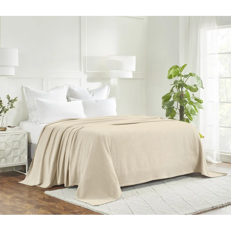 Superior Waffle Weave Honeycomb Knit Soft Textured All-Season Cotton Blanket