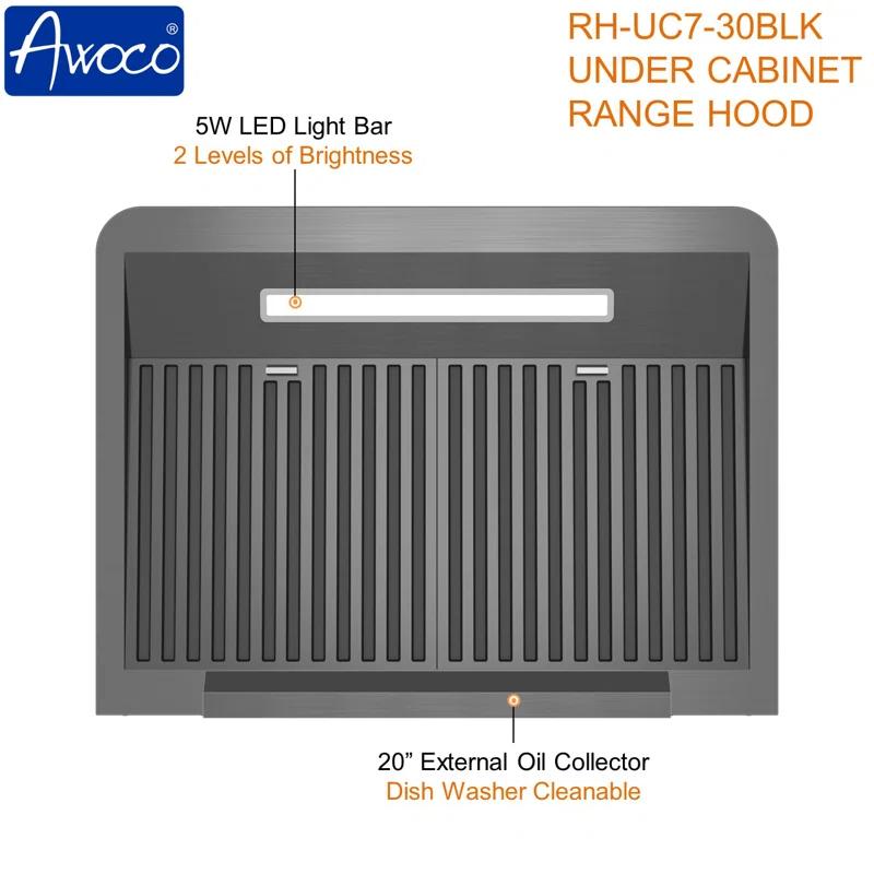 Awoco Awoco 30" Stainless Steel 900 CFM Ducted (Vented) Under Cabinet Range Hood with Baffle Filter