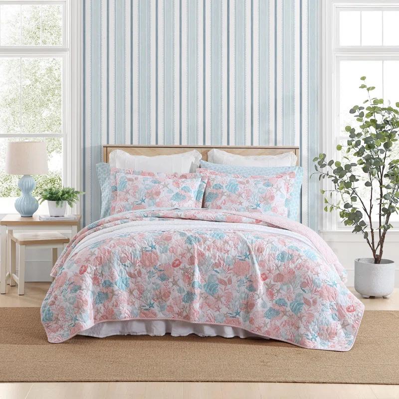 Laura Ashley Standard Cotton Reversible Quilt Set