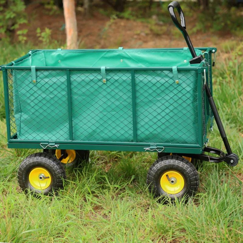 GZMWON Flower Cart Garden Flower Cart Is Easier To Transport Firewood Green+Cloth Bag