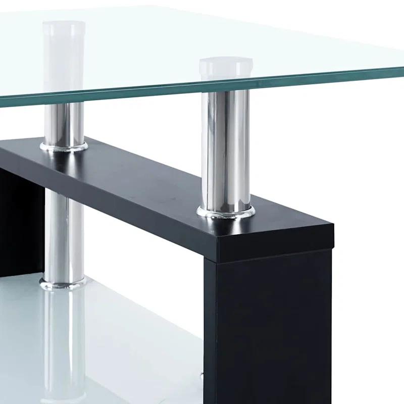 Orren Ellis Paizleigh vidaXL Coffee Table, Tempered Glass Top, Center Table, 37.4''x21.7''x15.7''