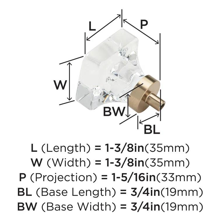 Amerock Glacio 1 3/8" Length Square Knob