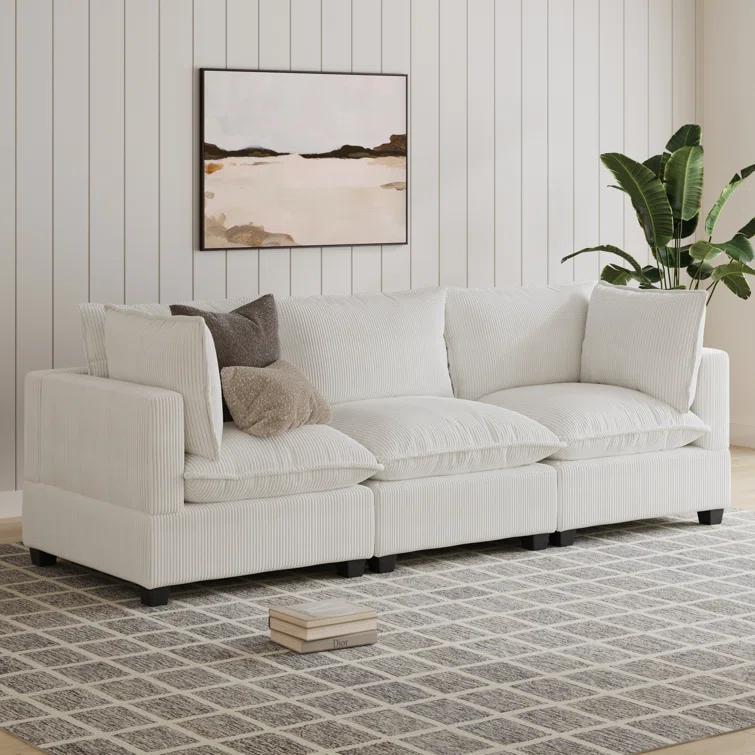 Hokku Designs Somerdale Modern Upholstered Cloud 3-Seater Sofa