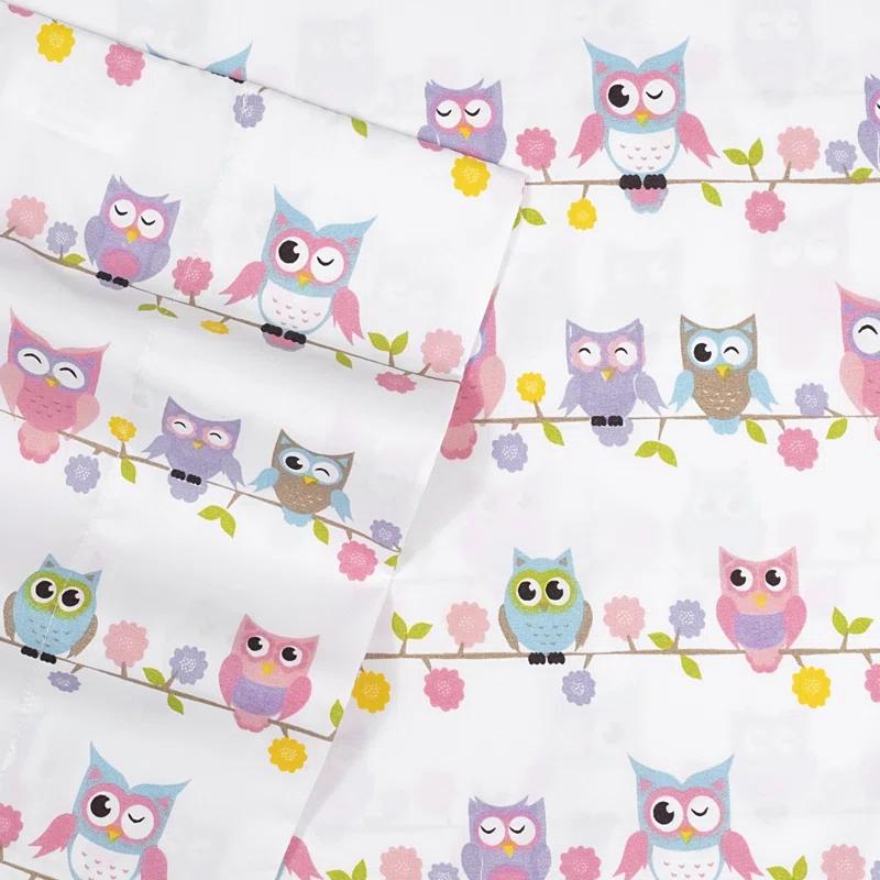Sweet Home Collection Colorful Owls Microfiber Kids Sheet Set